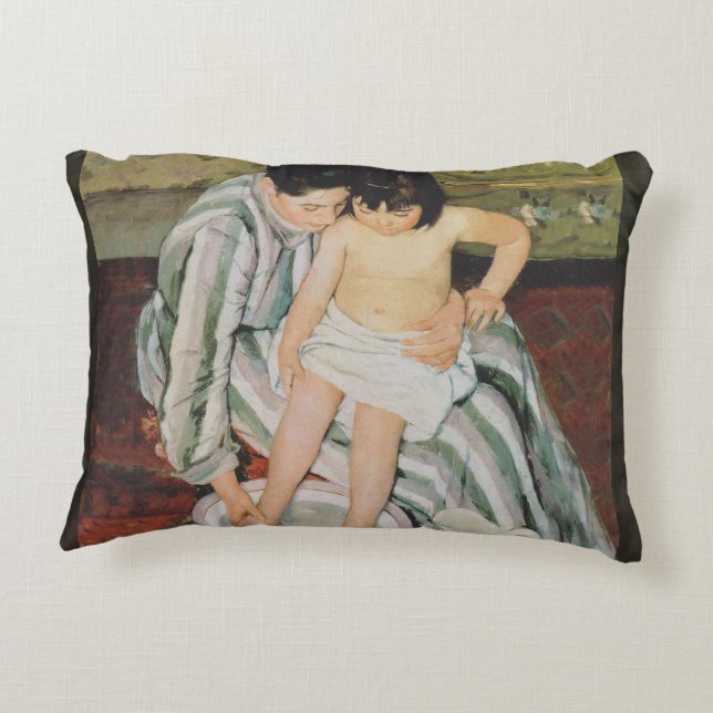 Mary Cassatt Child's Bath Painting Accent Pillow (Back)