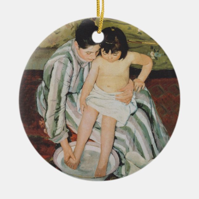 Mary Cassatt Child's Bath Painting Ceramic Ornament (Front)