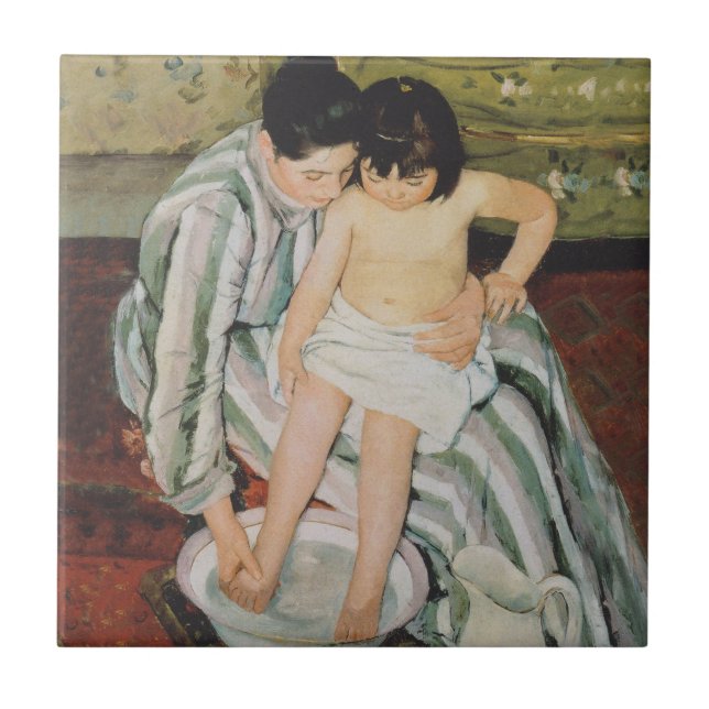 Mary Cassatt Child's Bath Painting Ceramic Tile (Front)