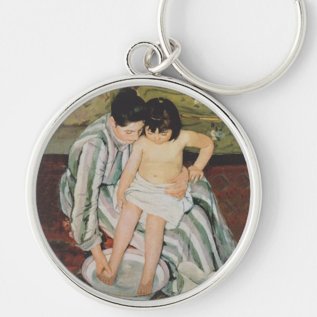 Mary Cassatt Child's Bath Painting Keychain (Front)