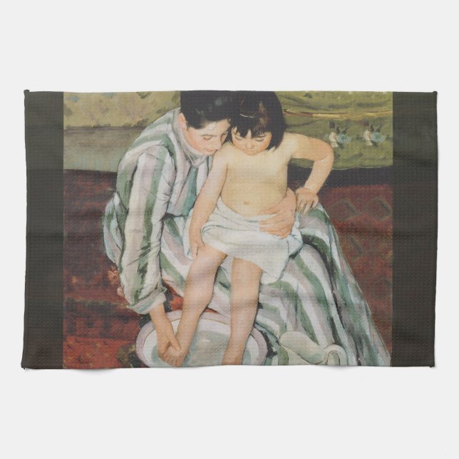 Mary Cassatt Child's Bath Painting Kitchen Towel (Horizontal)