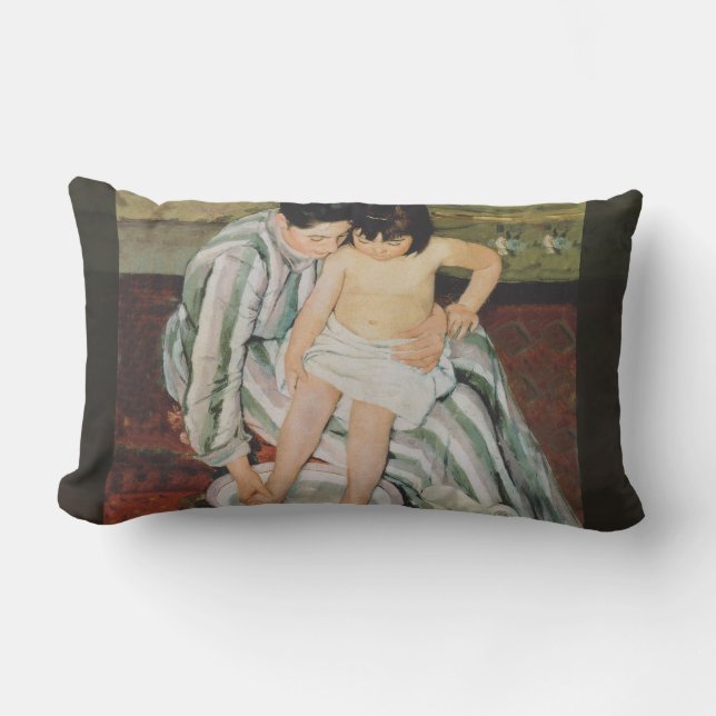 Mary Cassatt Child's Bath Painting Lumbar Pillow (Front)