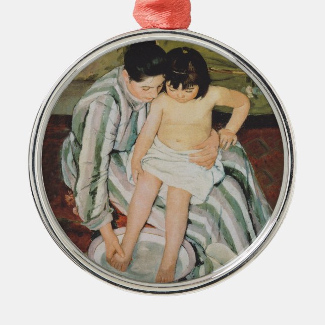 Mary Cassatt Child's Bath Painting Metal Ornament (Front)