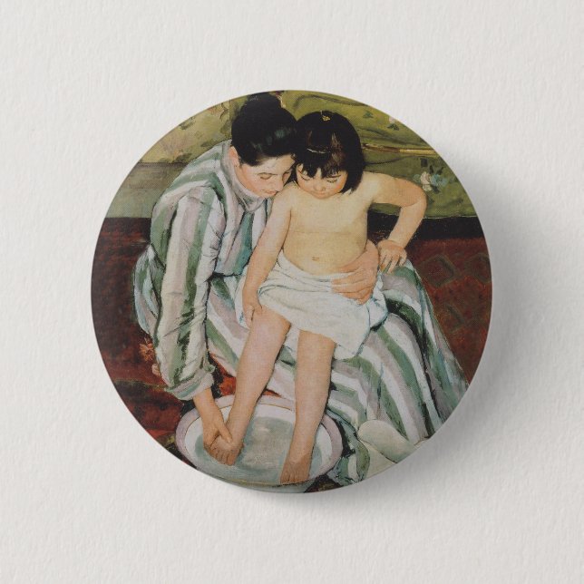 Mary Cassatt Child's Bath Painting Pinback Button (Front)