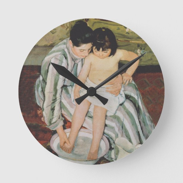 Mary Cassatt Child's Bath Painting Round Clock (Front)
