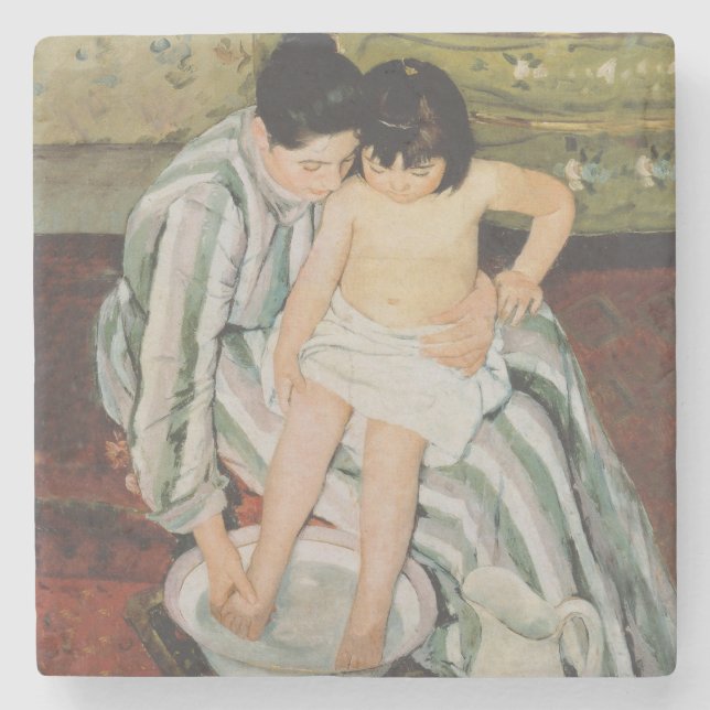 Mary Cassatt Child's Bath Painting Stone Coaster (Front)