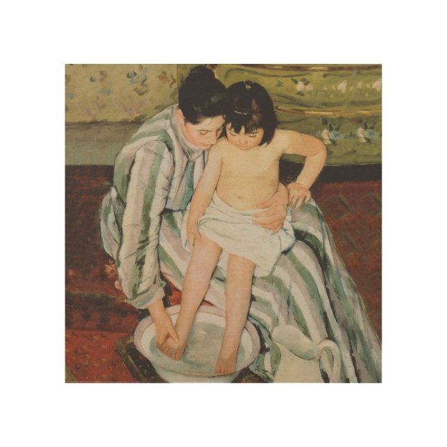 Mary Cassatt Child's Bath Painting Wood Wall Art (Front)