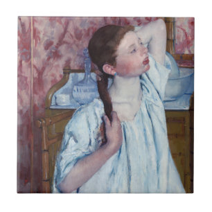 Mary Cassatt - Girl Arranging her Hair Ceramic Tile