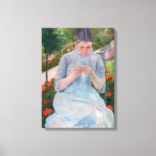 Mary Cassatt - Girl sewing in a Garden Canvas Print