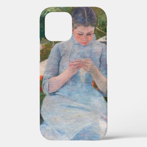 Mary Cassatt _ Girl sewing in a Garden iPhone 12 Case