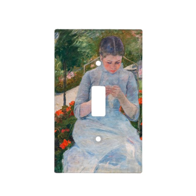 Mary Cassatt - Girl sewing in a Garden Light Switch Cover (Front)