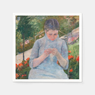 Mary Cassatt - Girl sewing in a Garden Napkins