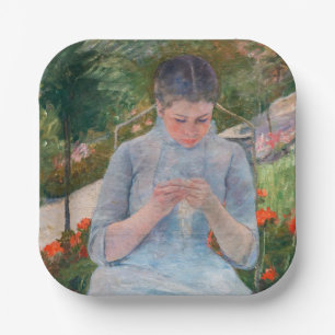 Mary Cassatt - Girl sewing in a Garden Paper Plates