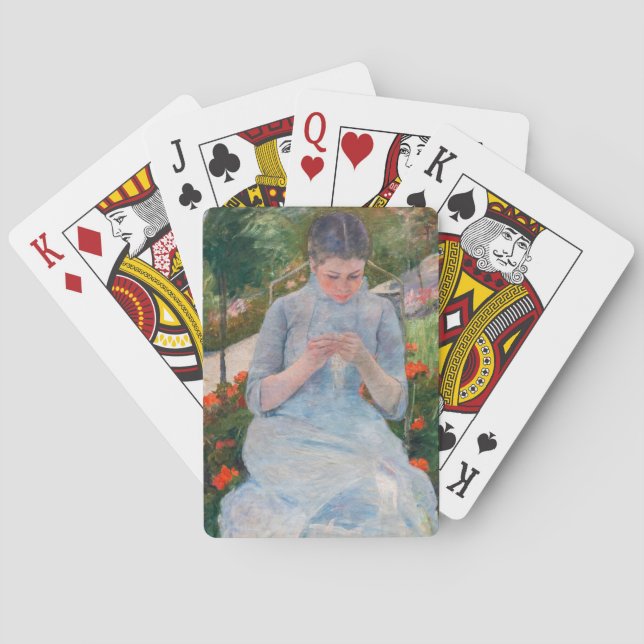 Mary Cassatt - Girl sewing in a Garden Poker Cards (Back)