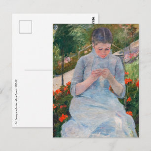 Mary Cassatt - Girl sewing in a Garden Postcard