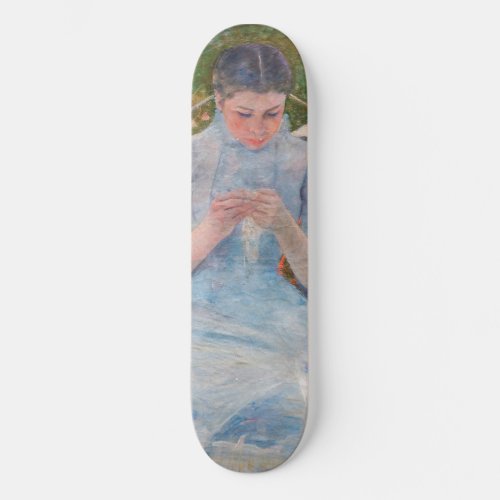 Mary Cassatt _ Girl sewing in a Garden Skateboard