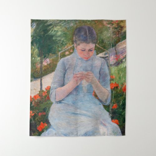 Mary Cassatt _ Girl sewing in a Garden Tapestry