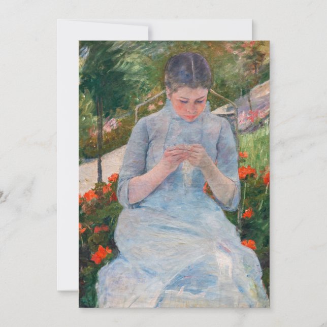 Mary Cassatt - Girl sewing in a Garden Thank You Card (Front)