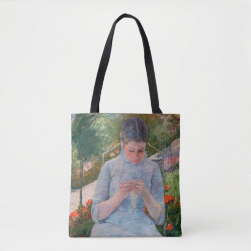 Mary Cassatt _ Girl sewing in a Garden Tote Bag