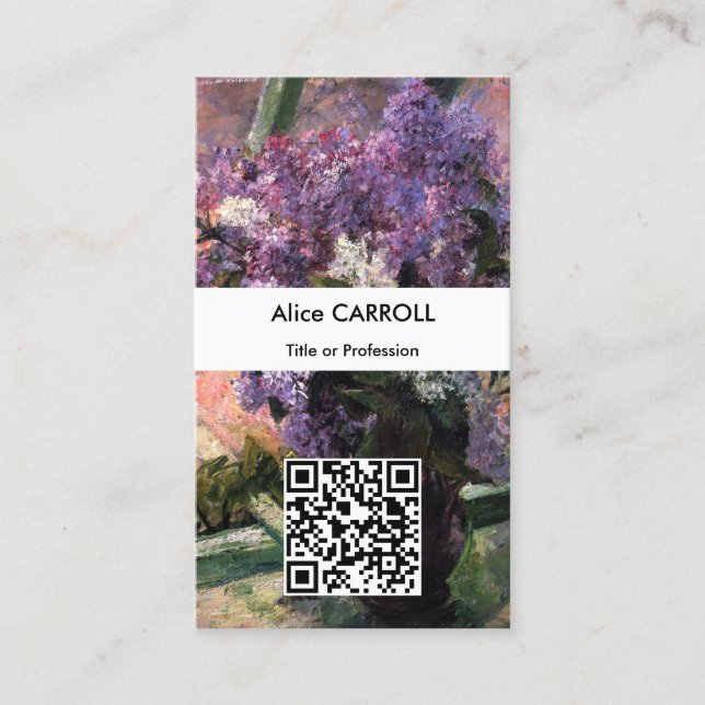 Mary Cassatt - Lilacs in a Window - QR Code Business Card (Front)
