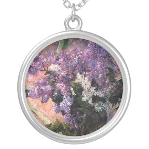 Mary Cassatt _ Lilacs in a Window Silver Plated Necklace