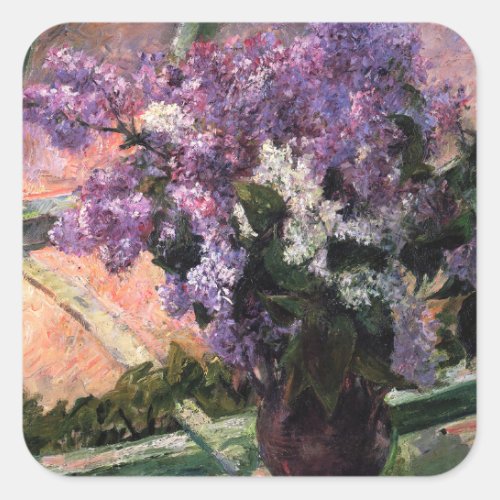 Mary Cassatt _ Lilacs in a Window Square Sticker