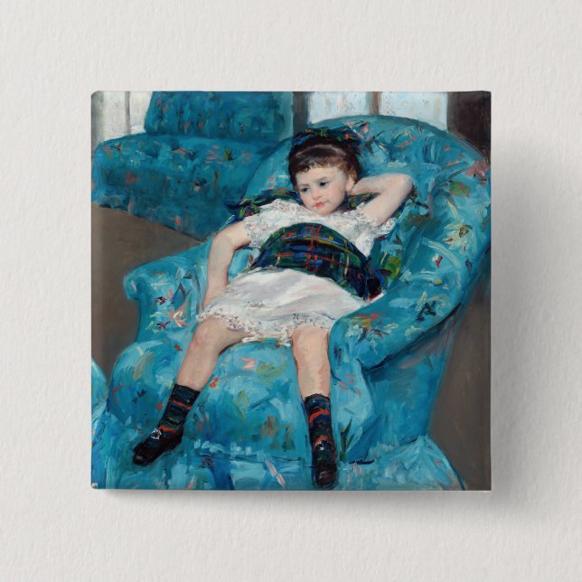 Mary Cassatt - Little Girl in a Blue Armchair Button (Front)