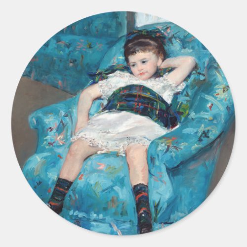 Mary Cassatt _ Little Girl in a Blue Armchair Classic Round Sticker