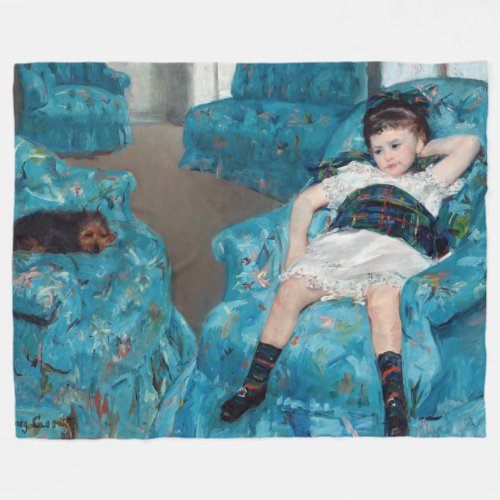 Mary Cassatt _ Little Girl in a Blue Armchair Fleece Blanket