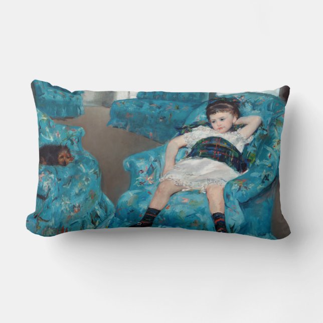 Mary Cassatt - Little Girl in a Blue Armchair Lumbar Pillow (Front)