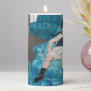 Mary Cassatt - Little Girl in a Blue Armchair Pillar Candle