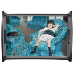 Mary Cassatt - Little Girl in a Blue Armchair Serving Tray