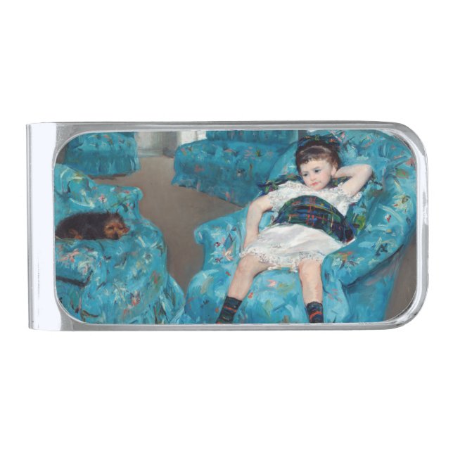 Mary Cassatt - Little Girl in a Blue Armchair Silver Finish Money Clip (Front)
