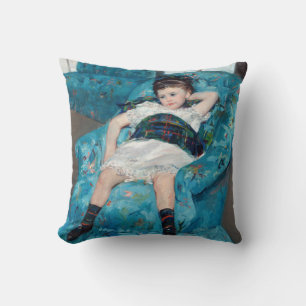 Mary Cassatt - Little Girl in a Blue Armchair Throw Pillow