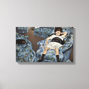 Mary Cassatt - Little girl in blue armchair Canvas Print