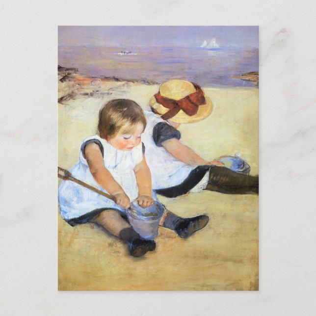 Mary Cassatt Playing on the Beach Postcard (Front)