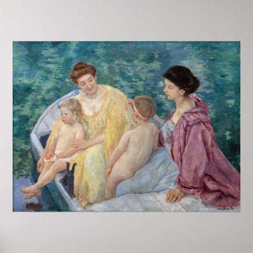 Mary Cassatt _ Two mothers and children in a boat Poster