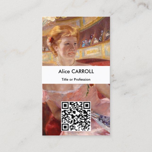 Mary Cassatt - Woman Pearl Necklace Loge - QR Code Business Card (Front)
