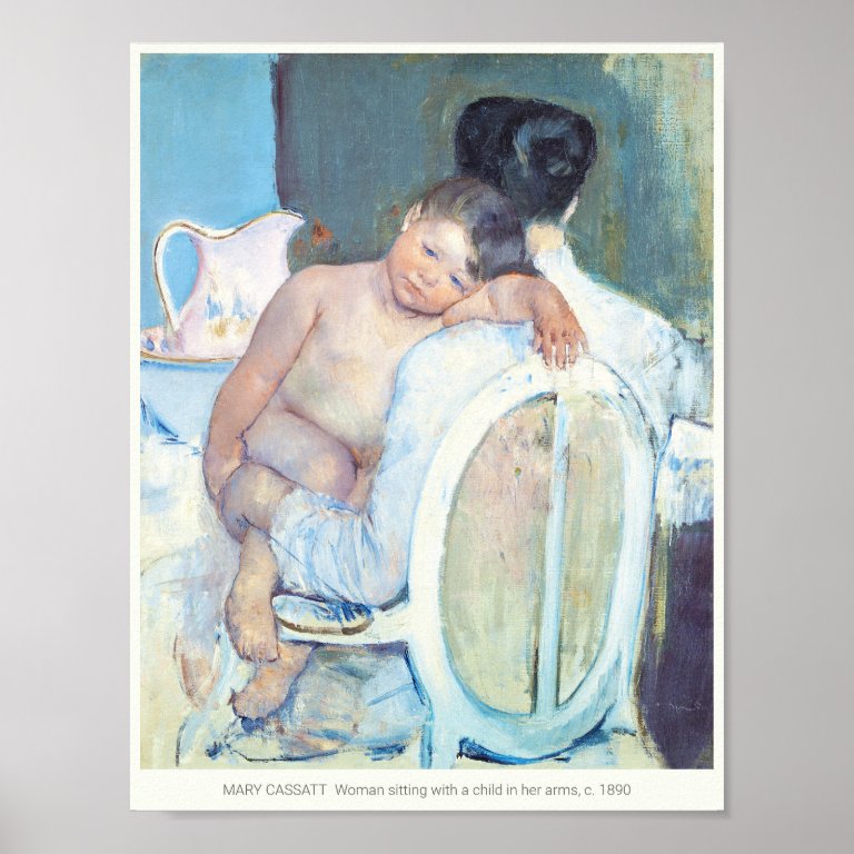 Mary Cassatt Woman sitting with child arms c1890 Poster