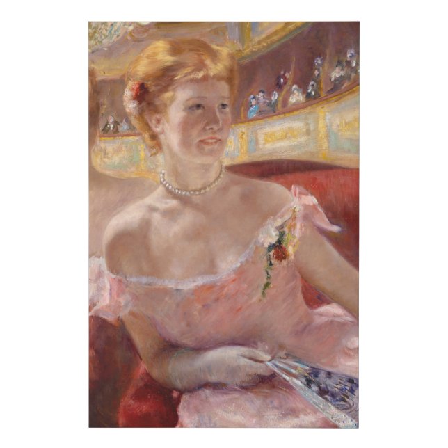 Mary Cassatt - Woman with Pearl Necklace in a Loge Faux Canvas Print (Front)