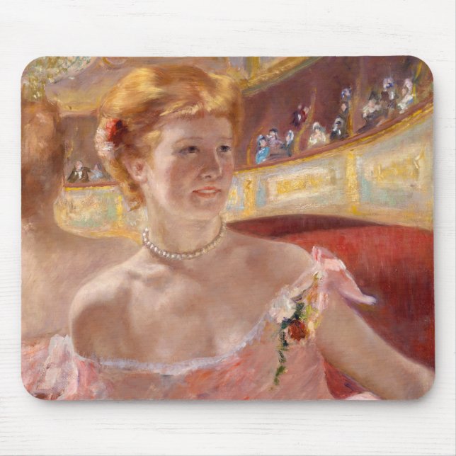 Mary Cassatt - Woman with Pearl Necklace in a Loge Mouse Pad (Front)