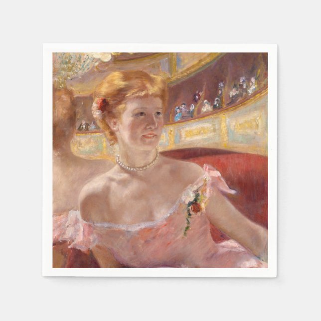 Mary Cassatt - Woman with Pearl Necklace in a Loge Napkins (Front)