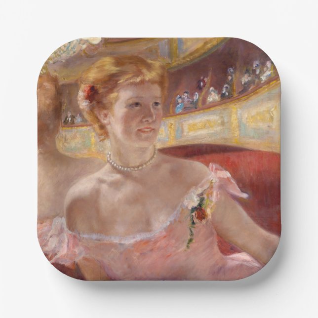 Mary Cassatt - Woman with Pearl Necklace in a Loge Paper Plates (Front)