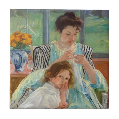 Mary Cassatt _ Young Mother Sewing Ceramic Tile