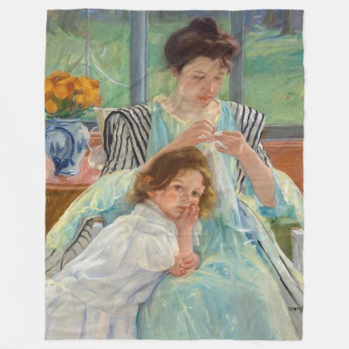 Mary Cassatt _ Young Mother Sewing Fleece Blanket