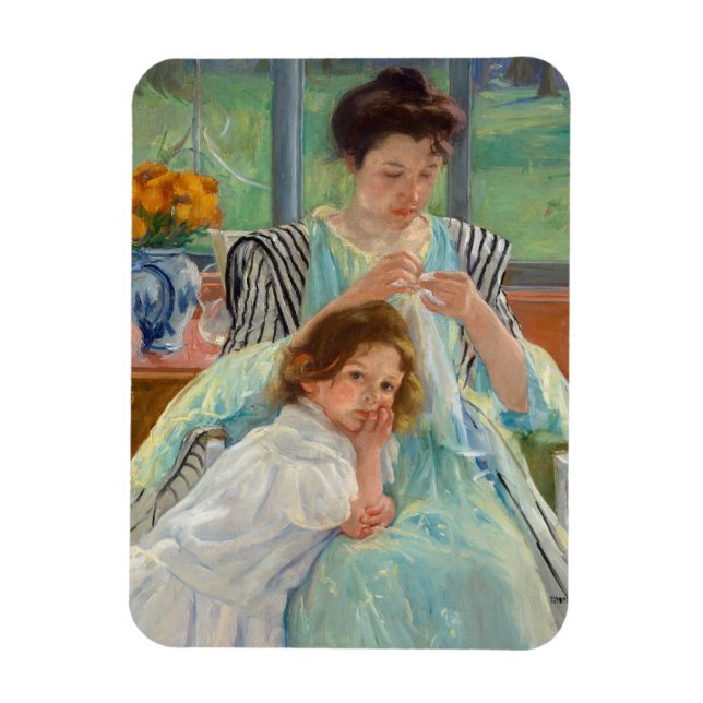 Mary Cassatt - Young Mother Sewing Magnet (Vertical)