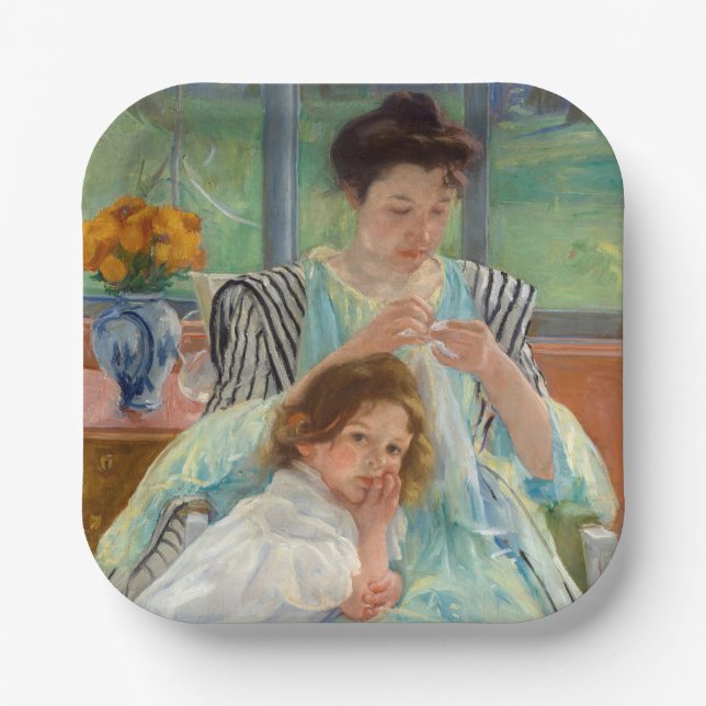 Mary Cassatt - Young Mother Sewing Paper Plates (Front)