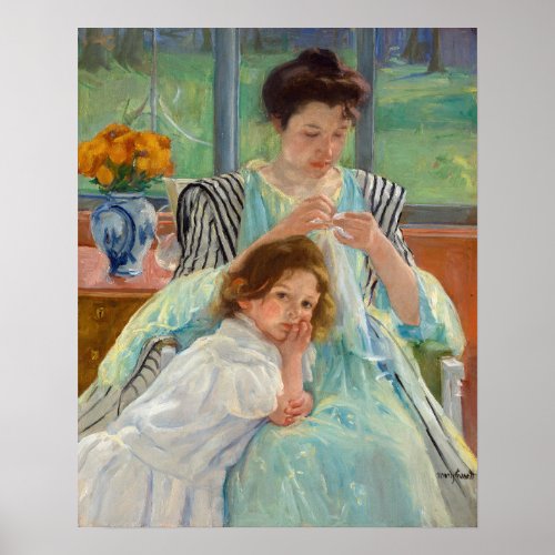Mary Cassatt _ Young Mother Sewing Poster