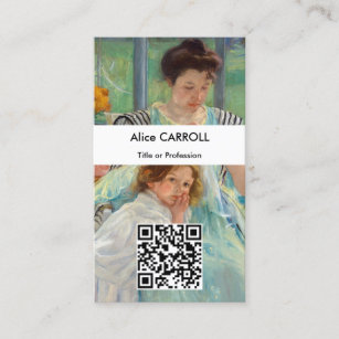 Mary Cassatt - Young Mother Sewing - QR Code Business Card
