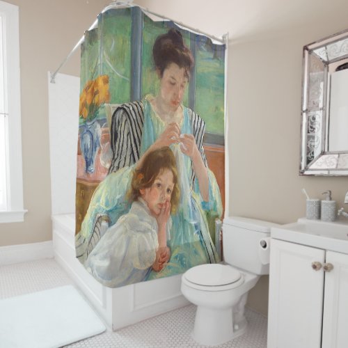 Mary Cassatt _ Young Mother Sewing Shower Curtain